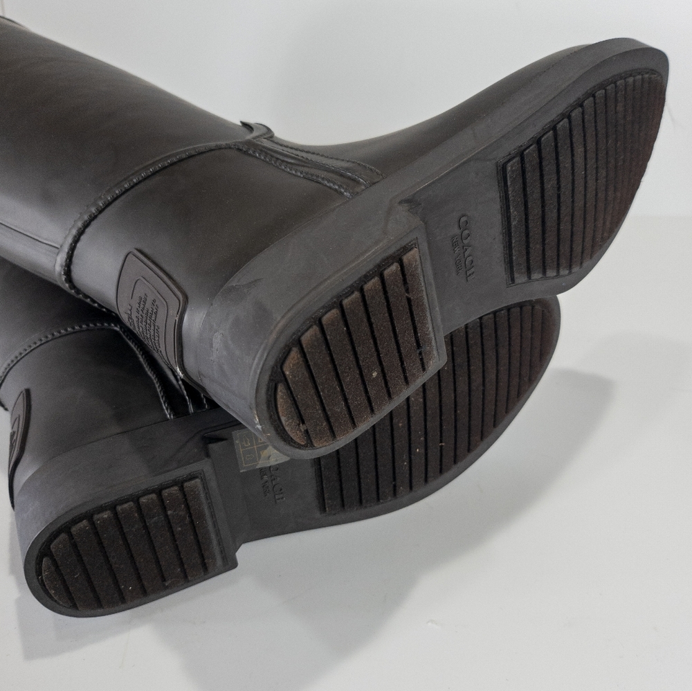 Coach Tristee Matte Rubber Rain Boots Buck Brown -5 - Picture 3 of 5